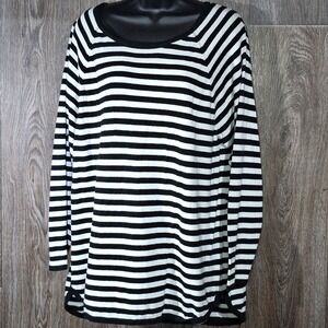 Michael Kors XL Black White Striped Long Sleeve Tunic Top‎